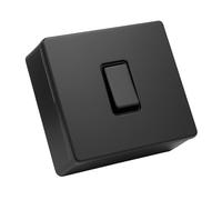 SHPELEC® Matt Black Metal Switch and Socket Range with Surface Mount Back Box - Sleek, Durable, and Easy to Install (1 Gang 10A Switch + Back Box, Screwless)