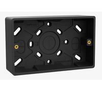 SHPELEC Matt Black Screwless Metal Plate Switches & Sockets Range 4mm Slim Profile - Plug Sockets, Light Switches, Fused Spurs, USB A&A/A&C Options (2 Gang 25mm Pattress Box, 1 PACK)