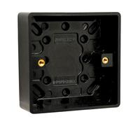 SHPELEC Matt Black Screwless Metal Plate Switches & Sockets Range 4mm Slim Profile - Plug Sockets, Light Switches, Fused Spurs, USB A&A/A&C Options (1 Gang 25mm Pattress Box, 1 PACK)