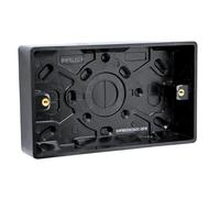 SHPELEC Matt Black Screwless Metal Plate Switches & Sockets Range 4mm Slim Profile - Plug Sockets, Light Switches, Fused Spurs, USB A&A/A&C Options (2 Gang 35mm Pattress Box, 1 PACK)