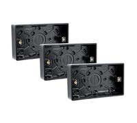 SHPELEC® Matt Black Screwless Sockets & Switches - Ultra Slim 4mm Thin Plate Steel - Modern Screwless Faceplate - Premium Black Wiring Accessories Range (2 Gang 25mm Pattress Box, 3 PACK)