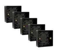 SHPELEC® Matt Black Screwless Sockets & Switches - Ultra Slim 4mm Thin Plate Steel - Modern Screwless Faceplate - Premium Black Wiring Accessories Range (1 Gang 25mm Pattress Box, 5 PACK)