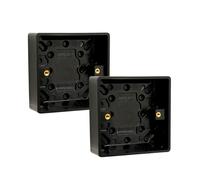 SHPELEC® Matt Black Screwless Sockets & Switches - Ultra Slim 4mm Thin Plate Steel - Modern Screwless Faceplate - Premium Black Wiring Accessories Range (1 Gang 25mm Pattress Box, 2 PACK)