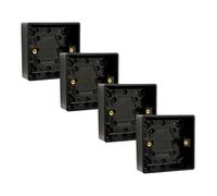 SHPELEC® Matt Black Screwless Sockets & Switches - Ultra Slim 4mm Thin Plate Steel - Modern Screwless Faceplate - Premium Black Wiring Accessories Range (1 Gang 25mm Pattress Box, 4 PACK)
