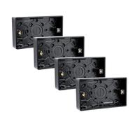 SHPELEC® Matt Black Screwless Sockets & Switches - Ultra Slim 4mm Thin Plate Steel - Modern Screwless Faceplate - Premium Black Wiring Accessories Range (2 Gang 25mm Pattress Box, 4 PACK)