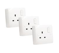 SHPELEC ® Premium Curved Edge White Electrical Sockets Range - Convenient and Versatile Power Solution (1G Socket + Back Box, 3 Pack)