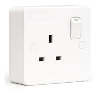 SHPELEC Premium Curved Edge White Electrical Sockets Range - Convenient and Versatile Power Solution (1G Socket + Back Box, 1 Pack)