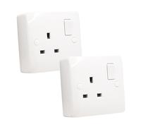 SHPELEC ® Premium Curved Edge White Electrical Sockets Range - Convenient and Versatile Power Solution (1G Socket + Back Box, 2 Pack)