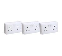 SHPELEC ® Premium Curved Edge White Electrical Sockets Range - Convenient and Versatile Power Solution (2G Socket + Back Box, 3 Pack)