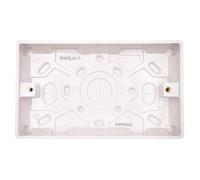SHPELEC ® Premium Curved Edge White Electrical Sockets Range - Convenient and Versatile Power Solution (2 Gang Pattress Box, 3 Pack)