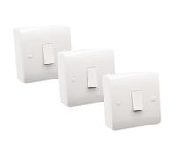 SHPELEC ® Premium Curved Edge White Electrical Switch Range - Convenient and Versatile Power Solution (1G Switch + Back Box, 3 Pack)