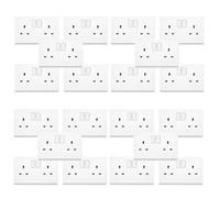 SHPELEC White Square Edge 2 Gang 13A Switched Socket | Double Plug Socket | BS 1363 Approved | Twin Mains Wall Socket for Home & Office