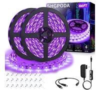 SHPODA 66ft/20M LED Black Light Strip Kit,1200 Units Lamp Beads, 385nm-400nm,12V Flexible Blacklight Fixtures,20M LED Ribbon,Non-Waterproof for Indoor,Birthday,Wedding,Dark Party