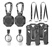 Shpucise 2 Pcs Heavy Duty Retractable Keychain,Retractable Badge Holder ID Lanyard Reel with 31.8" Steel Shrinkable Cord,2 Pcs Id Badge Holder and 2 Pcs Detachable Lanyard Strap