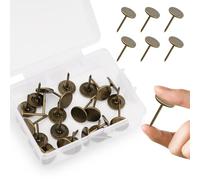 Shpucise 50Pcs Heavy Duty Flat Head Push Pins,Metal Flat Push Pins Round Head Thickened and Lengthened Drawing Pins with Storage Box,Humbtacks for Map, Photo Wall, Cork Board Bulletin (Bronze)
