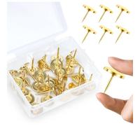 Shpucise 50Pcs Heavy Duty Flat Head Push Pins,Metal Flat Push Pins Round Head Thickened and Lengthened Drawing Pins with Storage Box,Humbtacks for Map, Photo Wall, Cork Board Bulletin (Gold)