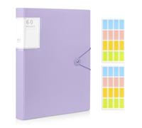 Shpucise A4 Display Folder, 60 Pockets Display Book Folders with Plastic Sleeves & Safety Rope, Presentation Folders for Documents, School, Office & Business Project Use (Light Purple)