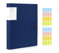 Shpucise A4 Display Folder, 60 Pockets Display Book Folders with Plastic Sleeves & Safety Rope, Presentation Folders for Documents, School, Office & Business Project Use (Dark Blue)