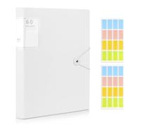 Shpucise A4 Display Folder, 60 Pockets Display Book Folders with Plastic Sleeves & Safety Rope, Presentation Folders for Documents, School, Office & Business Project Use (White)
