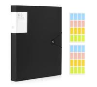 Shpucise A4 Display Folder, 60 Pockets Display Book Folders with Plastic Sleeves & Safety Rope, Presentation Folders for Documents, School, Office & Business Project Use (Black)