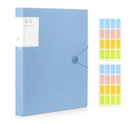 Shpucise A4 Display Folder, 60 Pockets Display Book Folders with Plastic Sleeves & Safety Rope, Presentation Folders for Documents, School, Office & Business Project Use (Blue)