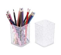 Shpucise Acrylic Clear Pen Pencil Holder Desk Organizer, Transparent Makeup Brush Pot for Girls Women, Waterproof for School Office Home Gift (2-pack)
