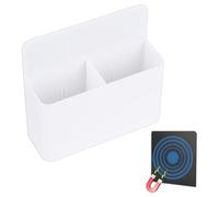 Shpucise Black Magnetic Pen Marker Holder with Adjustable Pad, Remote Control Holder Adjustable Fits Fridge Refrigerator Whiteboard Locker for Office Home School (White)