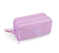 Shpucise Large Corduroy Pencil Case 3 Compartments Stationery Pouch Pen Bag for School Teen Girls Boys Women Men (Purple)