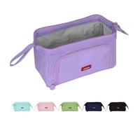 Shpucise Large Pencil Cases for Girls, Big Capacity Pencil Pouch for Women, Handheld Pen Bag Stationery Organizer Office Makeup Bag School Pen Case for Teenage Girls Boys Men Women Adult (Purple)