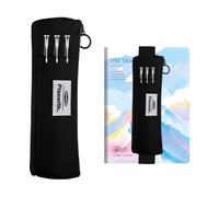 Shpucise Pen Holder for Notebook,Pen Pouch with Adjustable Elastic Band,Small Pen Holder with Zipper and Adjustable Elastic Band,Pen Case Book Pouch for Journals Notebook Books (Black)