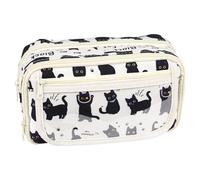 Shpucise Pencil Case,Large Capacity Cute Cartoon Animal Stationery Bag Pencil Cases,School Stationery Pencil Case Big for Girls Boys Kids (Cat, Black)