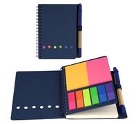 Shpucise Sticky Notes Set, Adhesive Sticky Notes with Pen and Lined Note Paper Set,Colored Index Tabs Flags Notepad,Premium Notepad for School/Office Notes (Blue)