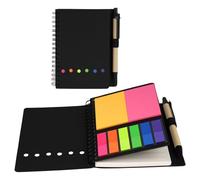 Shpucise Sticky Notes Set, Adhesive Sticky Notes with Pen and Lined Note Paper Set,Colored Index Tabs Flags Notepad,Premium Notepad for School/Office Notes (Black)