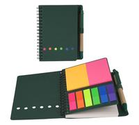 Shpucise Sticky Notes Set, Adhesive Sticky Notes with Pen and Lined Note Paper Set,Colored Index Tabs Flags Notepad,Premium Notepad for School/Office Notes (Green)