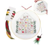 shpuuyy Christmas Embroidery Kit, Beginners Embroidery Kit, 24 Days Embroidery, Christmas Fabric Embroidery Kit, Christmas Embroidery Stitches Kits for Beginners Adults