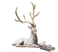 shpuuyy Reindeer Decor, Modern Deer Desk Ornament, Resin Christmas Elk Statues for Desktop, Decorative Deer Ornament for Living Room, Bedroom