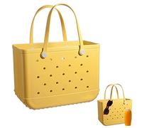 shpuuyy Women Large Waterproof Beach Tote | Large Beach Tote | Rubber Beach Bag For Women | Washable Beach Tote Bag With Holes | For Beach Pool Gym Sports Shopping, 37x14x31.5cm