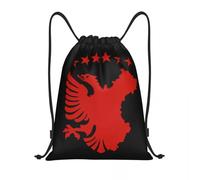 Shqipe Autochthonous Flag Essential Drawstring Backpack Sports Gym Bag for Women Men Kosovo Albania Eagle Shopping Sackpack
