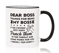 Shqiueos Funny Boss Gifts Coffee Mug 11oz, Boss Day Appreciation Gift from Employee Coworker, Birthday Christmas Retirement Promotion Present, Office Humor Cup for Manager, Supervisor, Leader, Mentor