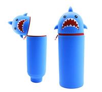 SHRADS 2 in 1 Soft Silicone Pouch Kawaii Kawaii Pencil Case Kawaii Pencil Case Cute Cartoon, Blue Shark, Modern