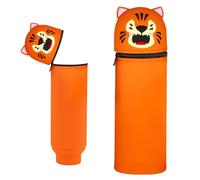 SHRADS 2 in 1 Soft Silicone Pouch Kawaii Kawaii Pencil Case Kawaii Pencil Case Cute Cartoon, Orange Tiger, Modern