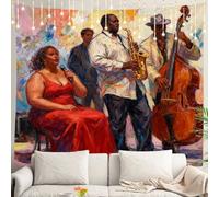 Shrahala Abstract Jazz Wall Tapestry, Singer Wall Hanging Large Tapestry Decoration Polyester White Hem Around For Dorm Room Bedroom 90.6 X 78.7 In