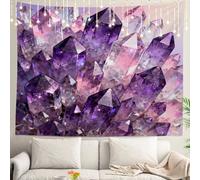 Shrahala Stone Wall Tapestry, Purple Crystal Amethyst Pink Gemstone Stone Gem Nature Wall Hanging Large Tapestry Psychedelic Tapestry Decorations Bedroom Living Room Dorm(51.2 x 59.1 Inches, Purple)
