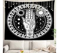 Shrahala Vintage Astrological Wall Tapestry, Fortune Teller Hand with Palmistry Wall Hanging Large Tapestry Decoration Polyester Fiber White Hem Around for Dorm Room Bedroom 51.2 x 59.1 in