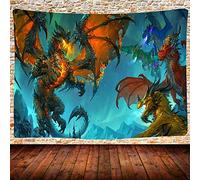 SHRAPHY Dragons Tapestry Wall Hanging, Fantasy Animals Medieval Style Tapestry, Home Decor Wall Hanging Bed Cover Bedroom Living Room 80X60 Inches GTQQUH445