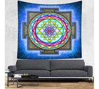 UHOMETAP Mandala Hippie Tapestry Psychedelic Lotus Tapestry Sri Yantra Meditation Tapestry Geometry Art Mandala Meditation Banner Wall Hanging for Home Decor 60x60 Inches GTWYUH430