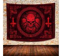SHRAPHY Skull Head Tapestry 80x60 Inches Mysterious Magic Rune Symbol Gothic Hell Demon Altar Wall Hanging for Bedroom Living Room