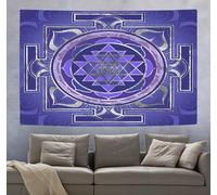 SHRAPHY Sri Yantra Tapestry 60x50 Inches Bohemian Datura Art Sacred Geometric Diamond Pattern for Living Room & Bedroom