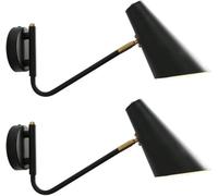 SHREALMS Wall Sconce Black Swing Arm Wall Light with Adjustable Angle Lamp Shade, Reading Wall Lamps for Bedroom Living Room Office Study Library Hallway Apartment (Hardwired, Bulbs not Included) (2)