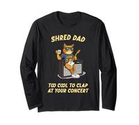 Shred Dad Tool Cool Rock & Roll Cat Dad Playing Guitar Funny Long Sleeve T-Shirt